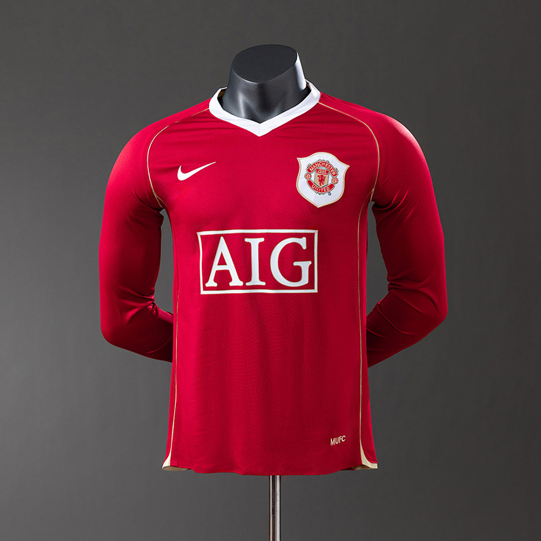 Camiseta Retro Manchester United Local Manga Larga 06/07 Versión Jugador - frente
