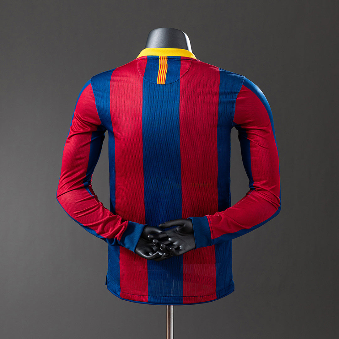 Camiseta Retro FC Barcelona Local Burdeos Manga Larga 10/11 Versión Jugador - espalda