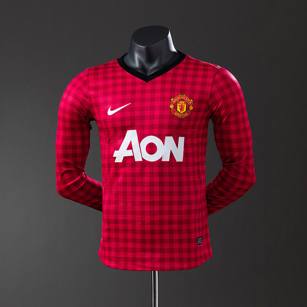 Camiseta Retro Manchester United Local Manga Larga 12/13 Versión Jugador - frente