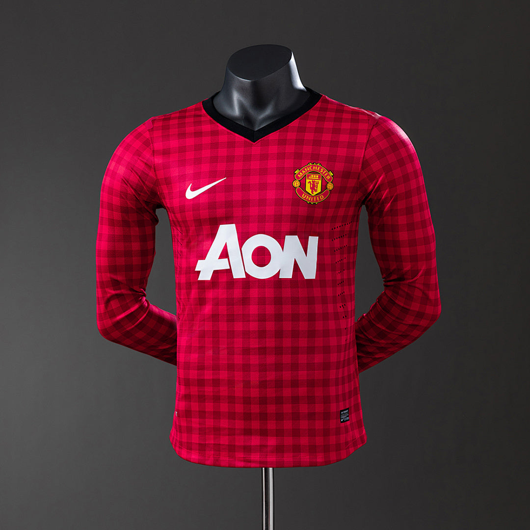 Camiseta Retro Manchester United Local Manga Larga 12/13 Versión Jugador - frente
