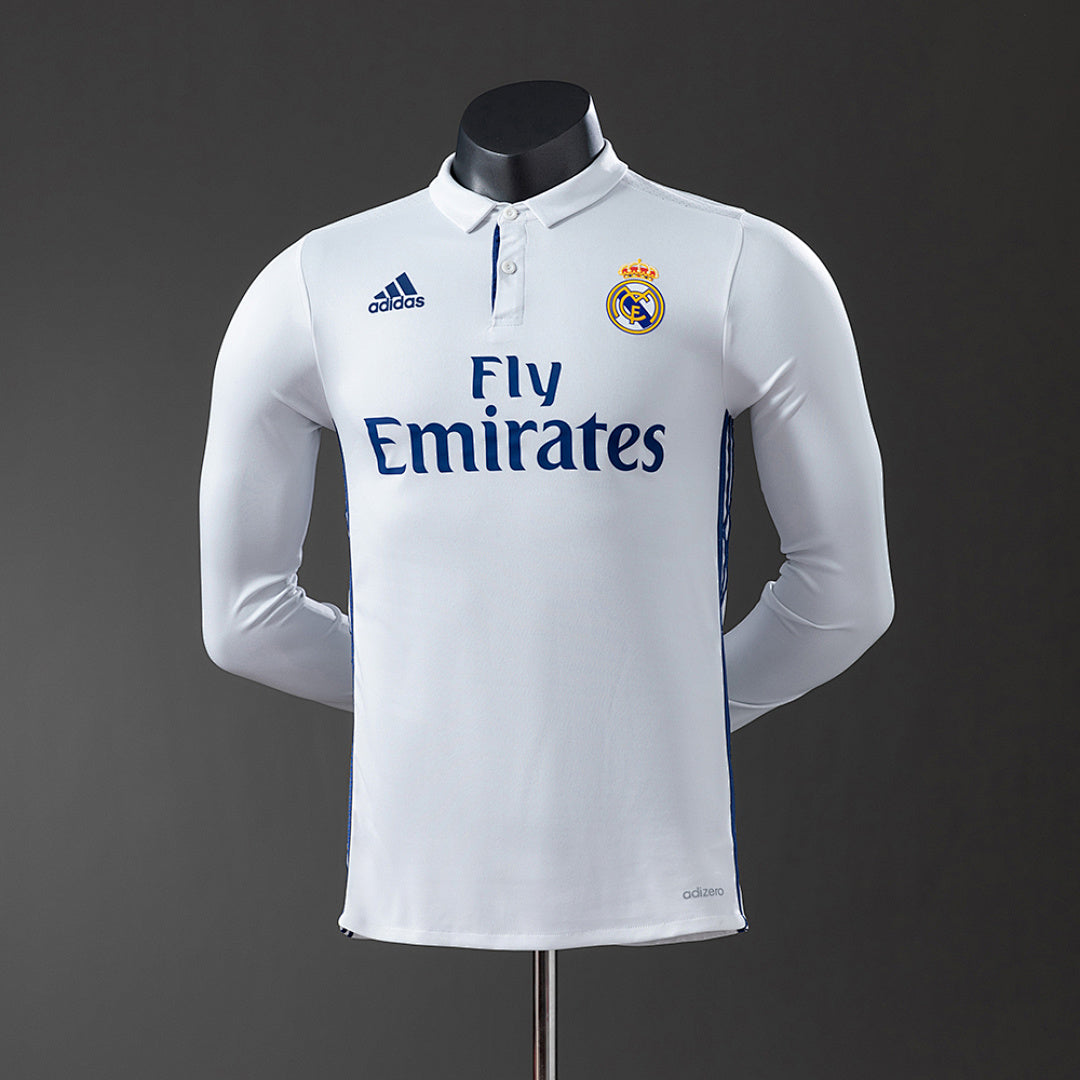 Camiseta Retro Real Madrid Local Manga Larga 16/17 Versión Jugador - frente