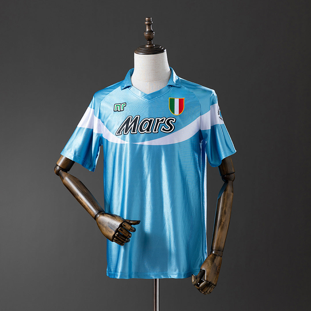 Camiseta Retro SSC Napoli Local Gris y Celeste 90/91 - frente