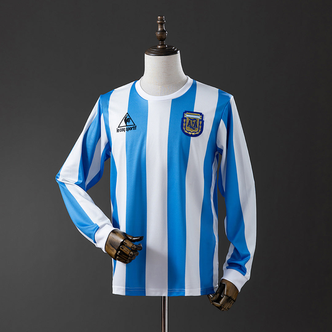 Camiseta Retro Argentina Local Manga Larga 1986 - frente