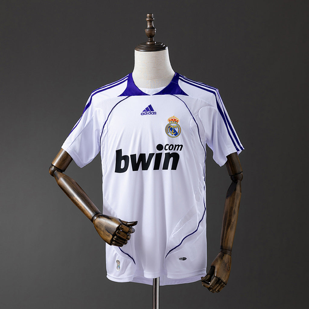 Camiseta Retro Real Madrid Local Celeste y Gris 07/08 - frente
