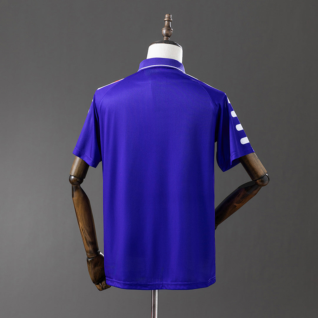 Camiseta Retro Fiorentina Local Azul Marino y Gris Manga Larga 1998 - espalda