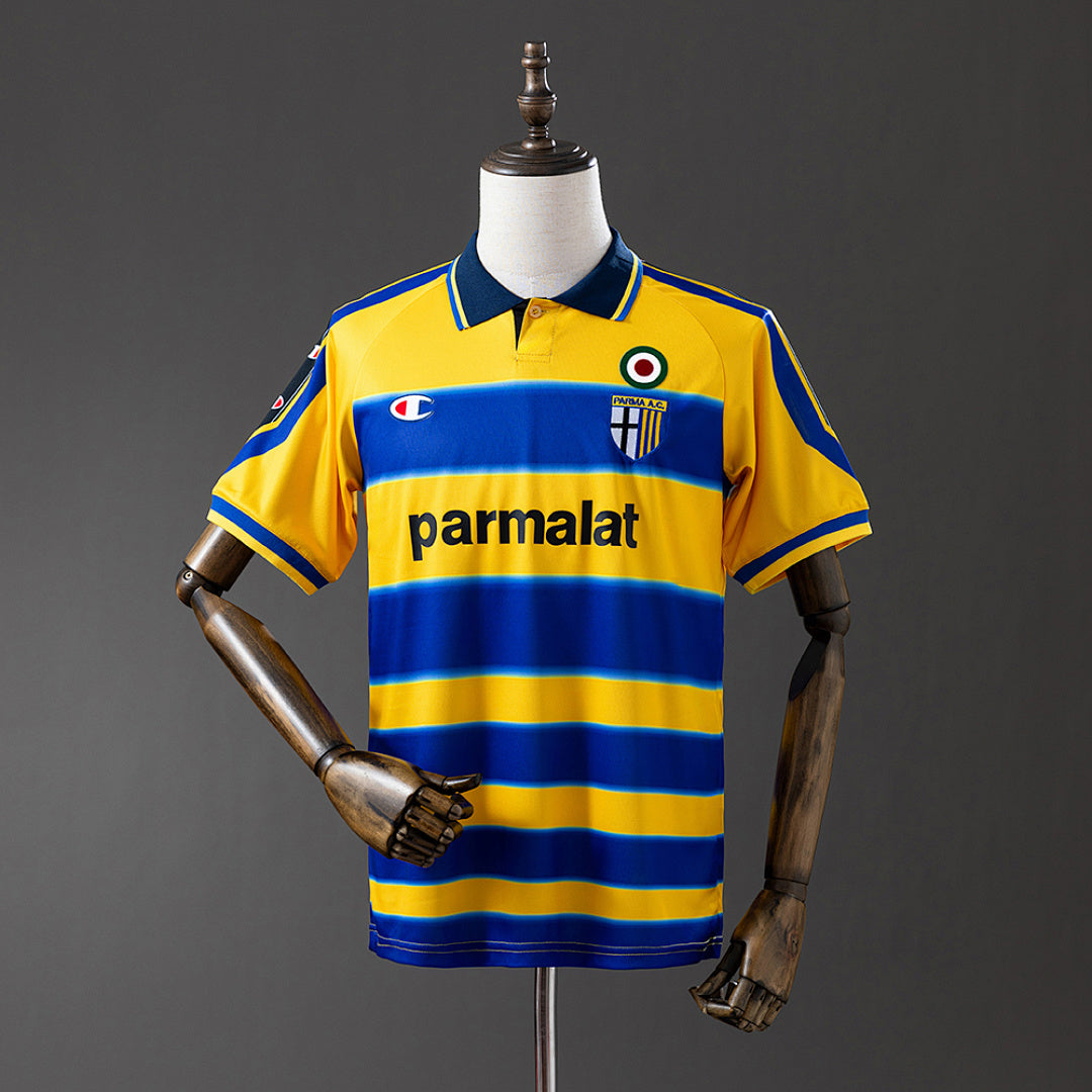 Camiseta Retro Parma Calcio Local Gris y Amarilla Manga Larga 99/00 - frente