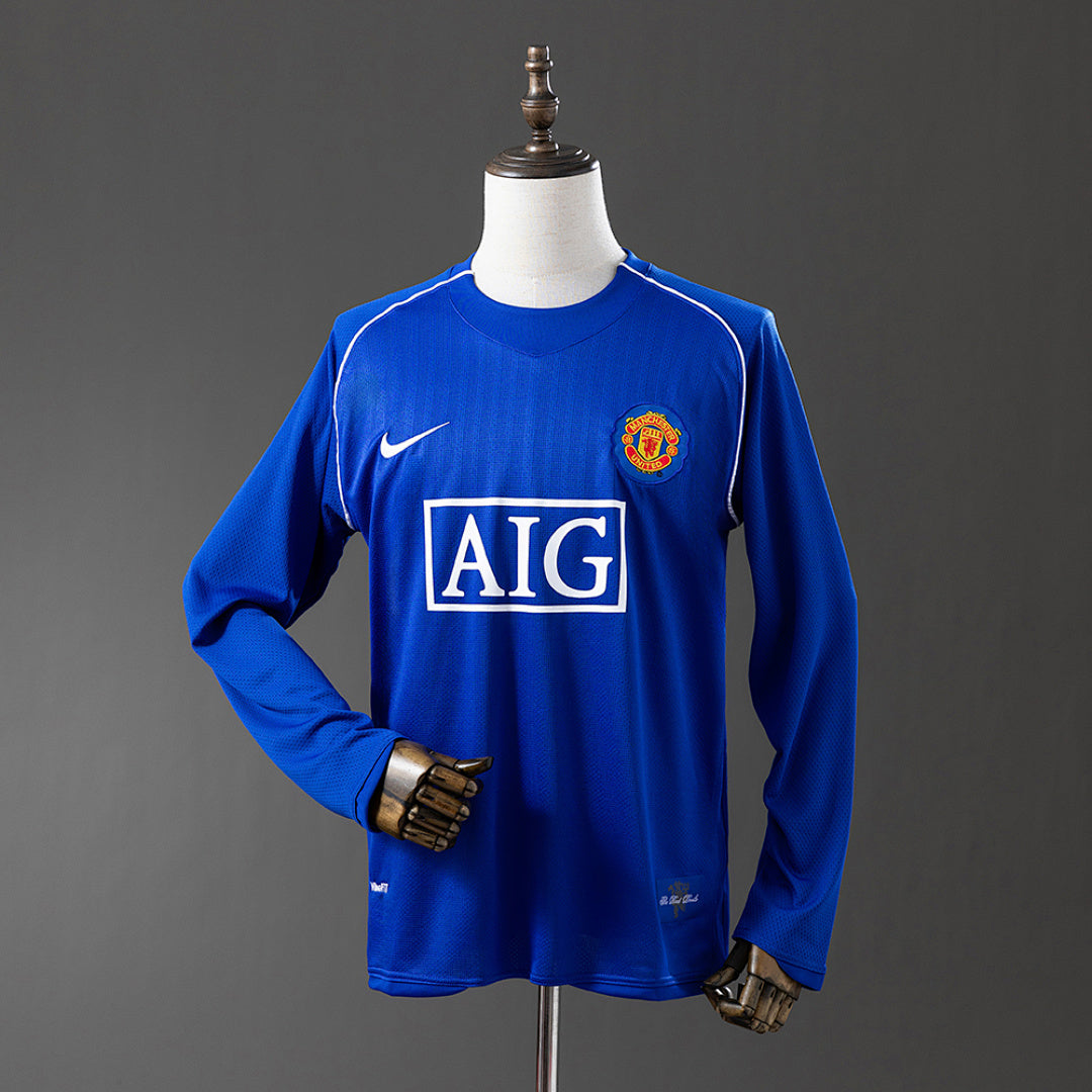 Camiseta Retro Manchester United Portero Gris y Azul Marino Manga Larga 07/08 - frente