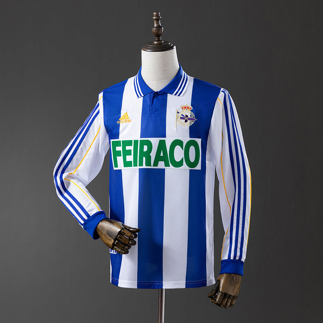 Camiseta Retro Deportivo La Coruña Local Manga Larga 99/00 - frente