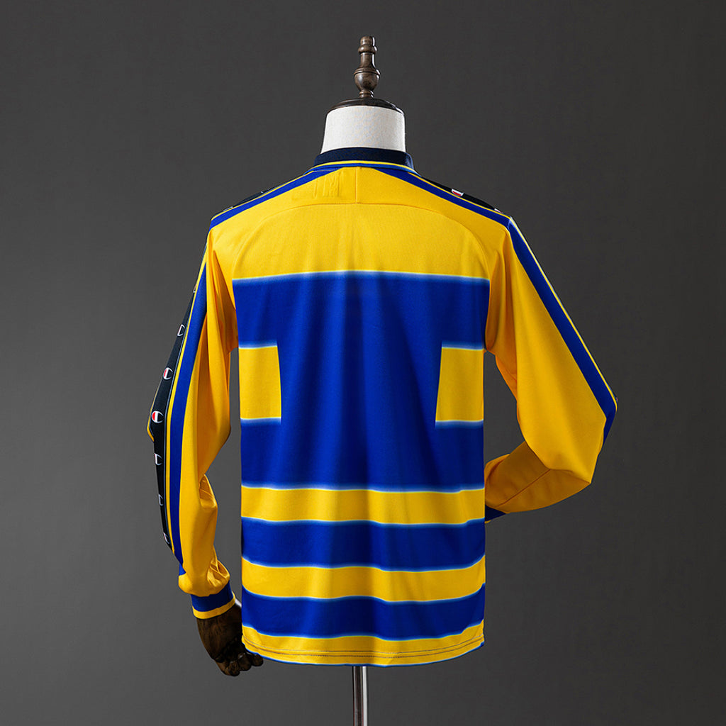 Camiseta Retro Parma Calcio Local Café y Azul Marino Manga Larga 99/00 - espalda