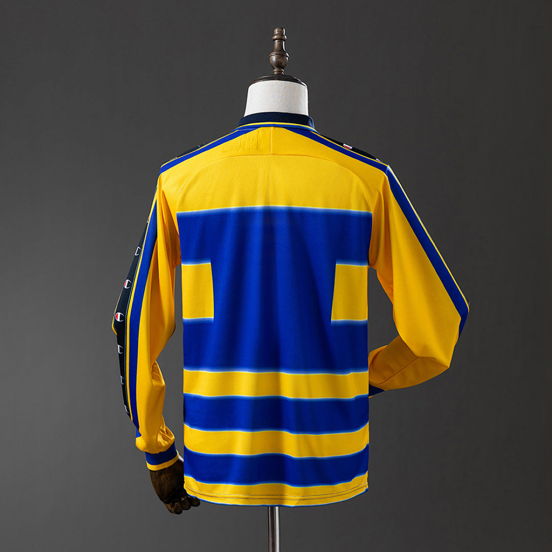 Camiseta Retro Parma Calcio Local Café y Azul Marino Manga Larga 99/00 - espalda