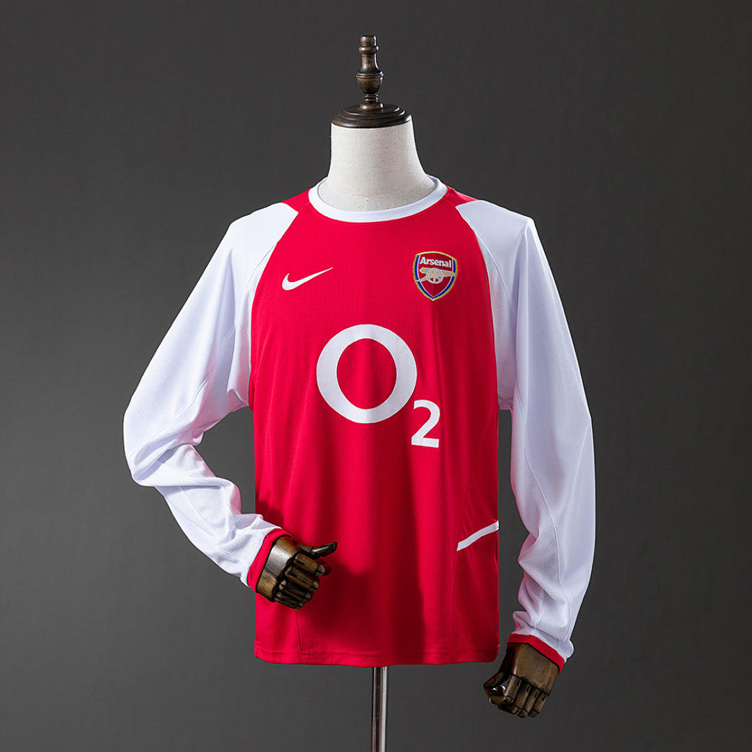 Camiseta Retro Arsenal Local Celeste y Roja Manga Larga 04/05 - frente