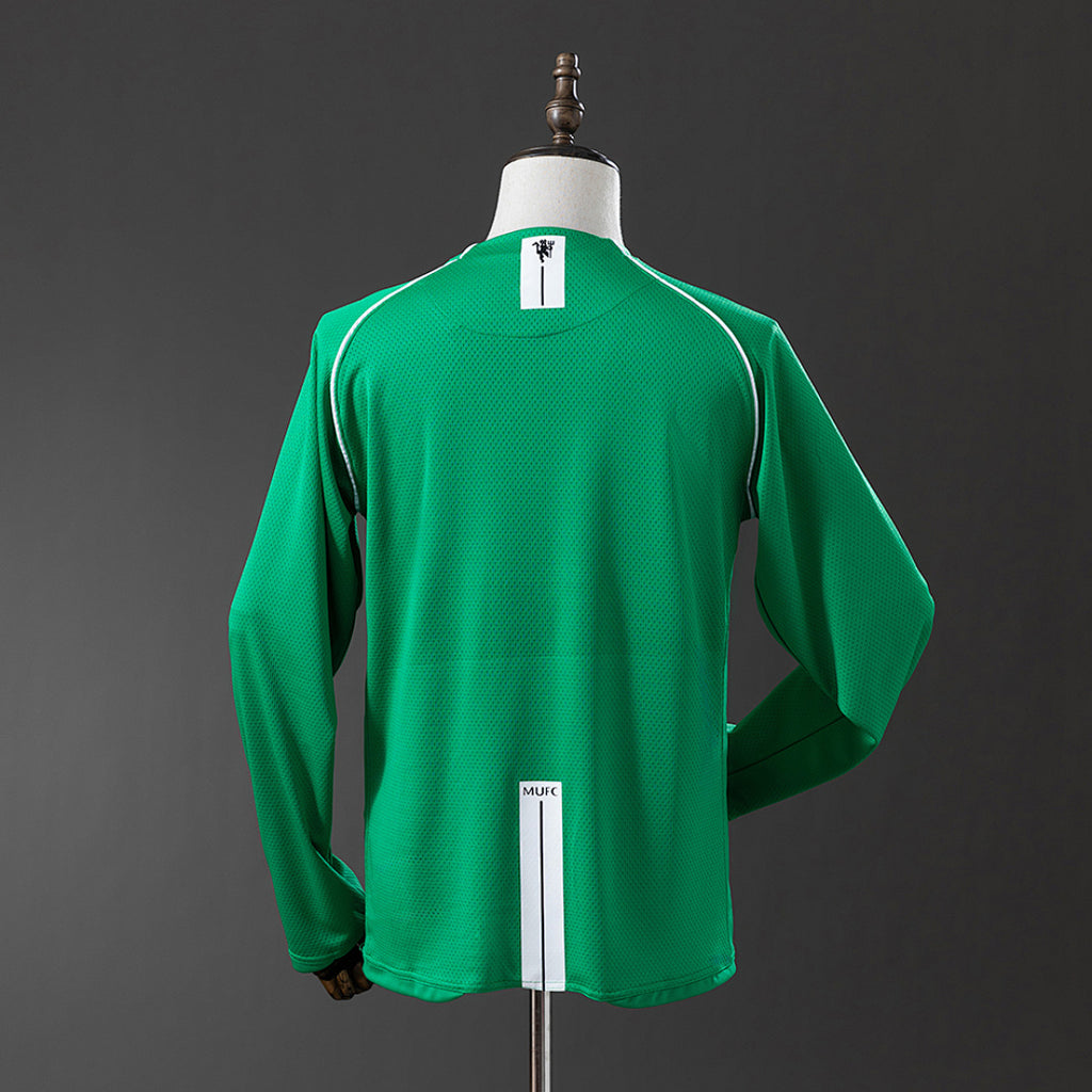 Camiseta Retro Manchester United Portero Verde y Negra Manga Larga 07/08 - espalda