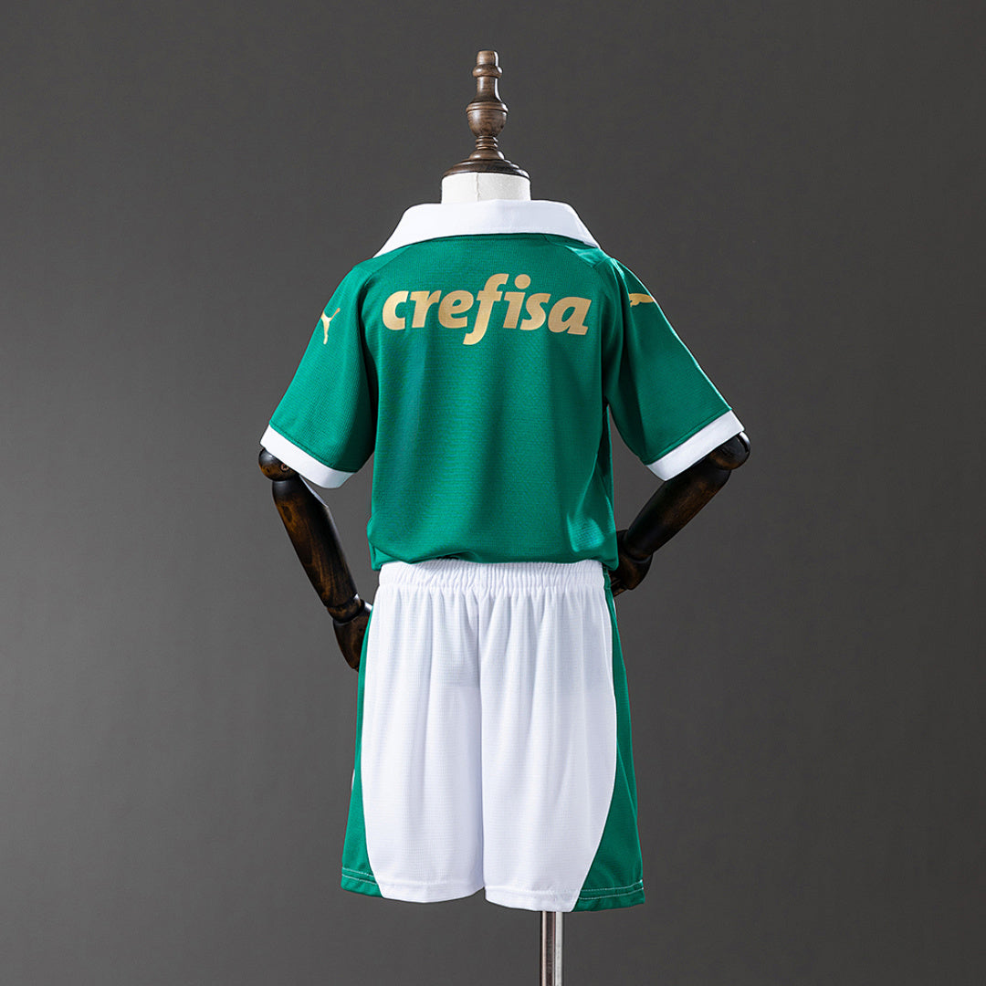 Conjunto Niños Palmeiras Local Verde y Gris 2025/26 - espalda