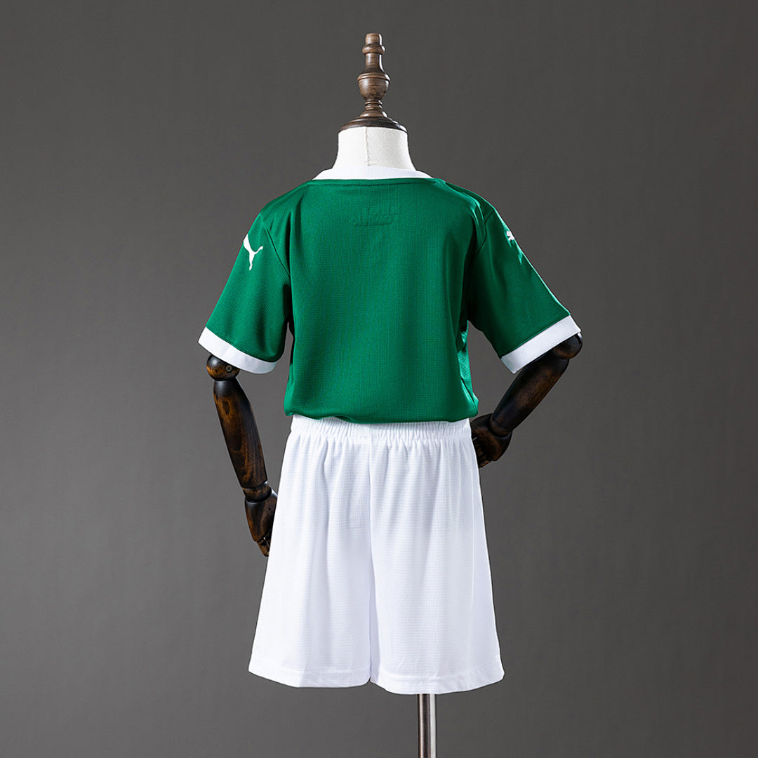 Conjunto Niños Palmeiras Local Verde Oscuro y Gris 2025/26 - espalda