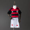 Conjunto Niños Flamengo Local Gris y Negra 2025/26 - frente