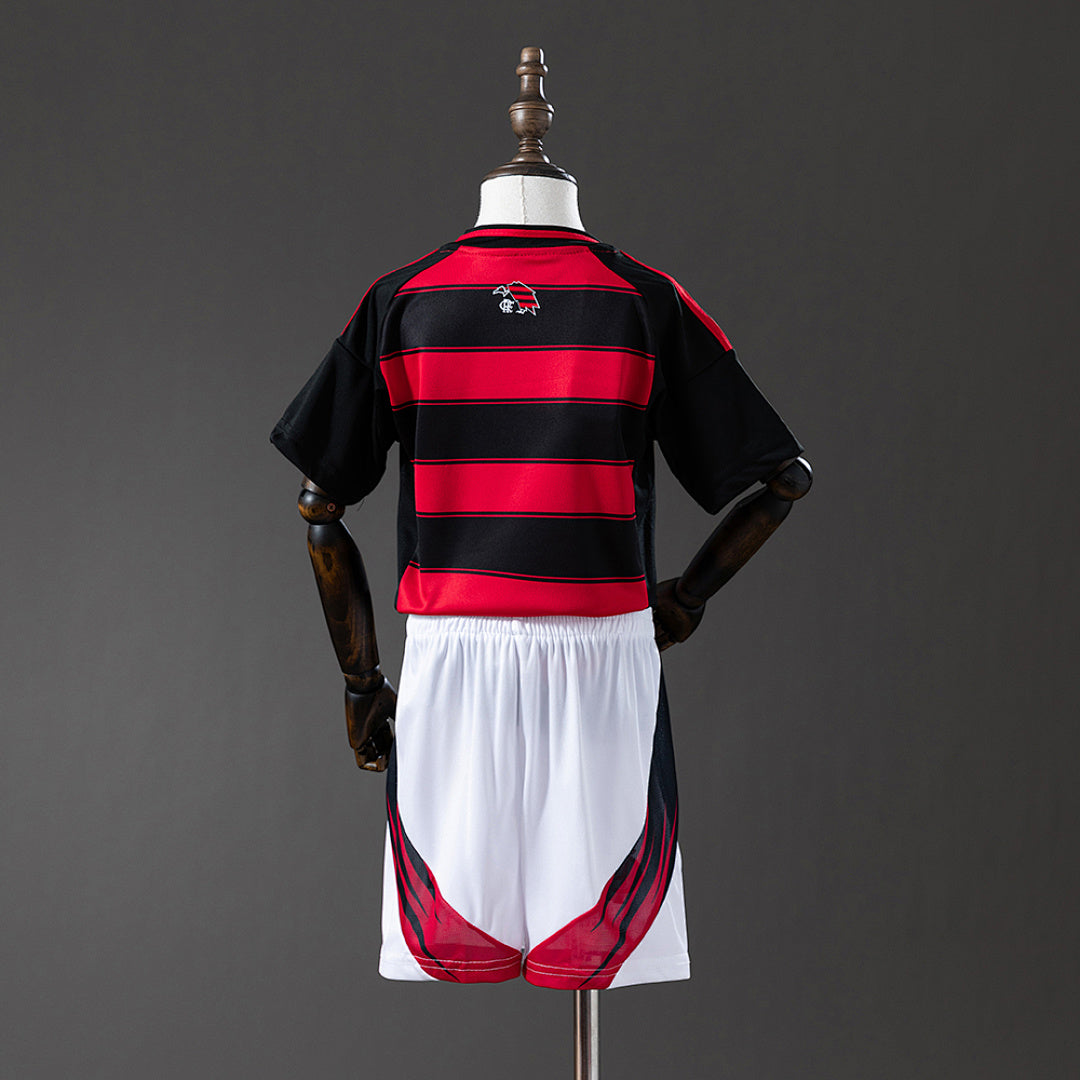 Conjunto Niños Flamengo Local Roja y Gris 2025/26 - espalda
