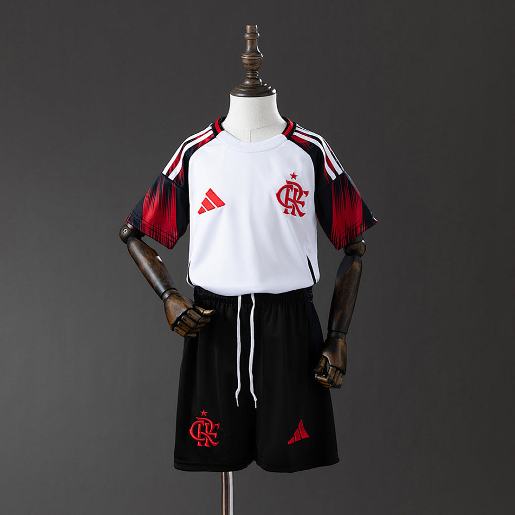Conjunto Niños Flamengo Visita Negra y Gris 2025/26 - frente