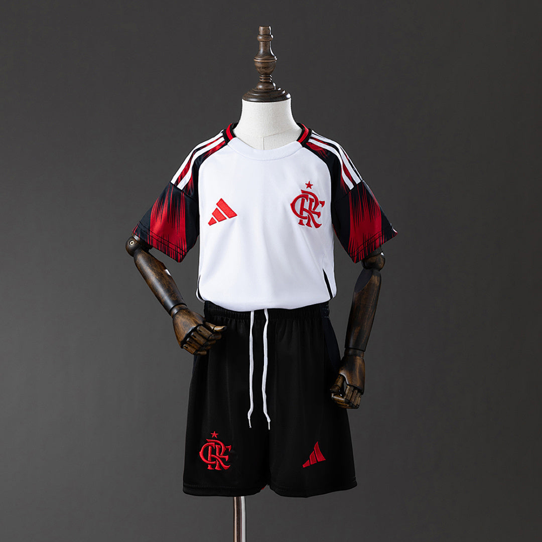 Conjunto Niños Flamengo Visita Negra y Gris 2025/26 - frente