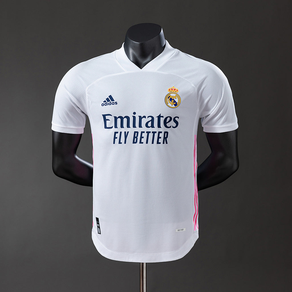 Camiseta Retro Real Madrid Local Celeste y Gris Claro 20/21 Versión Jugador - frente