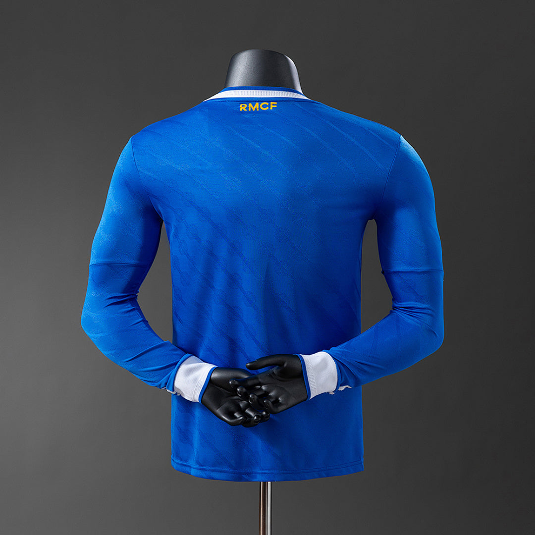 Camiseta Real Madrid Visita Azul Marino y Azul Manga Larga 2025/26 Versión Jugador - espalda