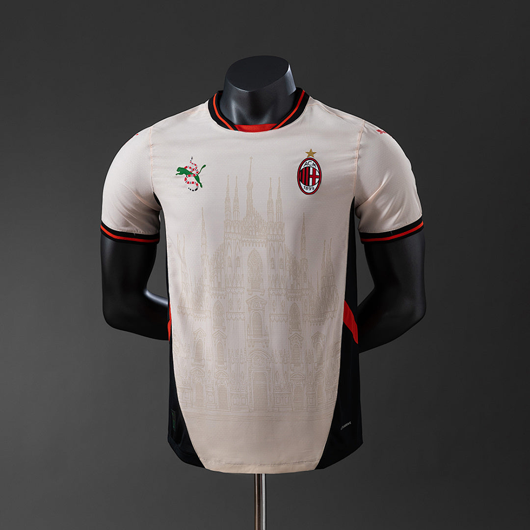 Camiseta AC Milan Negra y Gris Claro Edición Especial 2025/26 Versión Jugador - frente