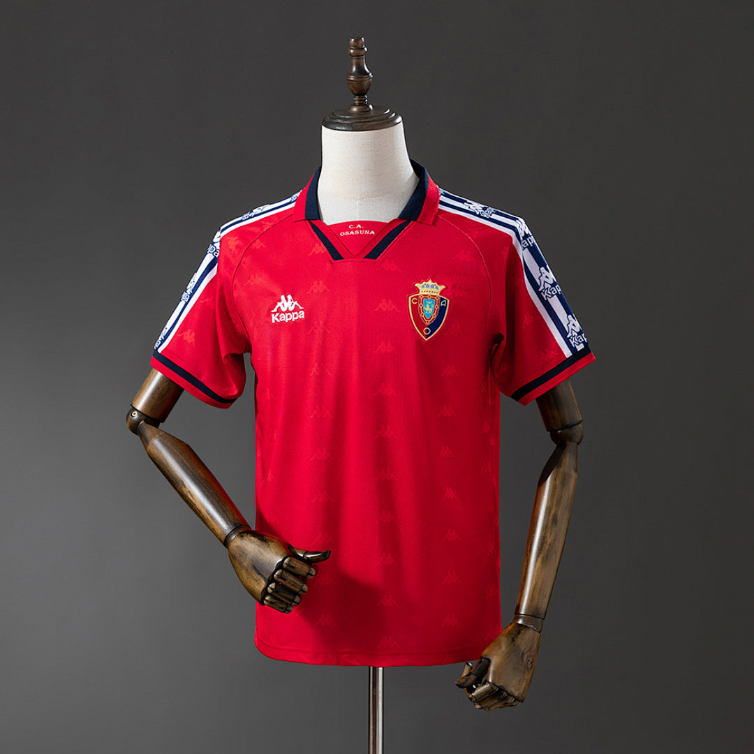 Camiseta Retro CA Osasuna Local Burdeos y Roja 95/97 - frente