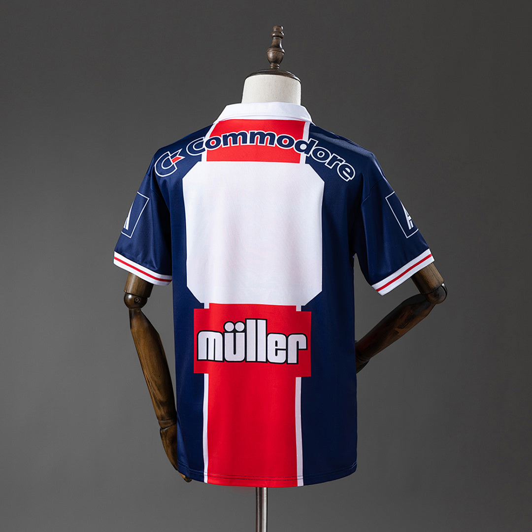 Camiseta Retro PSG Local Roja y Azul Marino 91/92 - espalda
