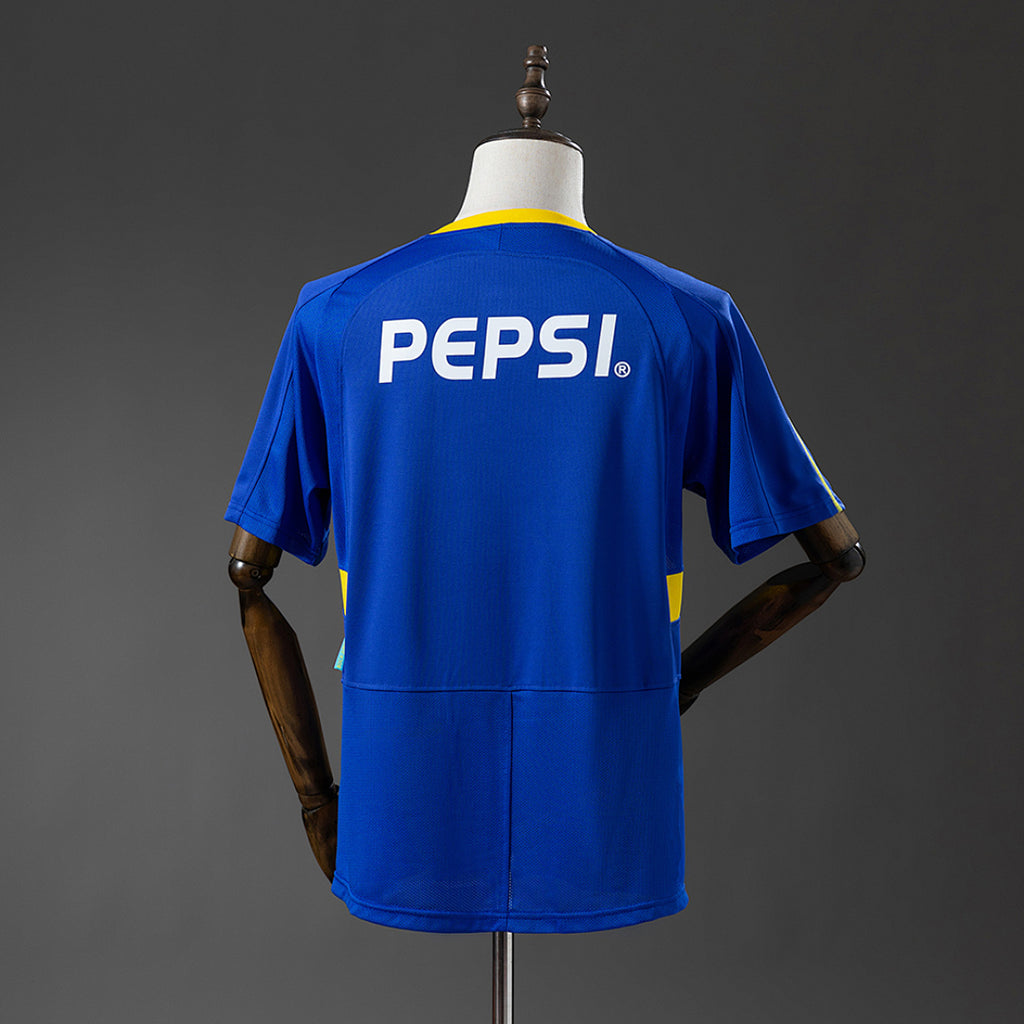 Camiseta Retro Boca Juniors Local Azul Marino y Gris 03/04 - espalda