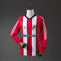 Camiseta Retro River Plate Visita Burdeos y Gris Claro Manga Larga 03/04 - frente