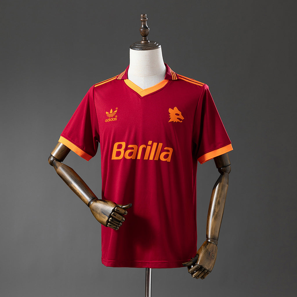Camiseta Retro AS Roma Local Gris y Burdeos 92/94 - frente