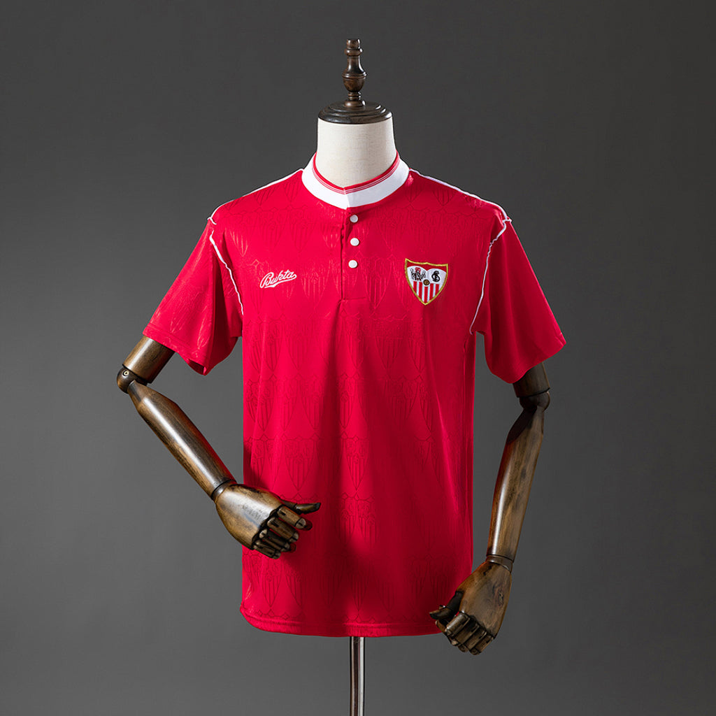 Camiseta Retro Sevilla FC Local Gris y Burdeos 91/92 - frente