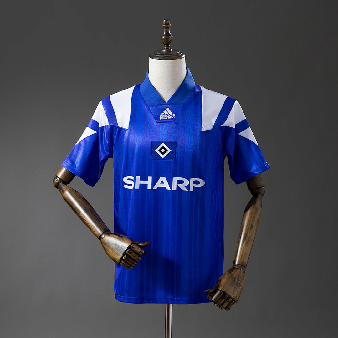 Camiseta Retro Hamburger SV Local Azul Marino y Gris 92/93 - frente