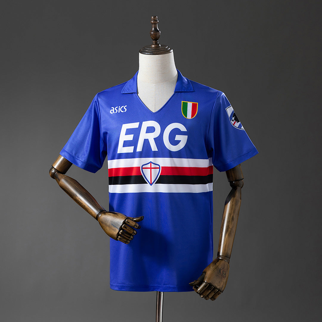 Camiseta Retro Sampdoria Local Azul Marino y Gris 94/95 - frente