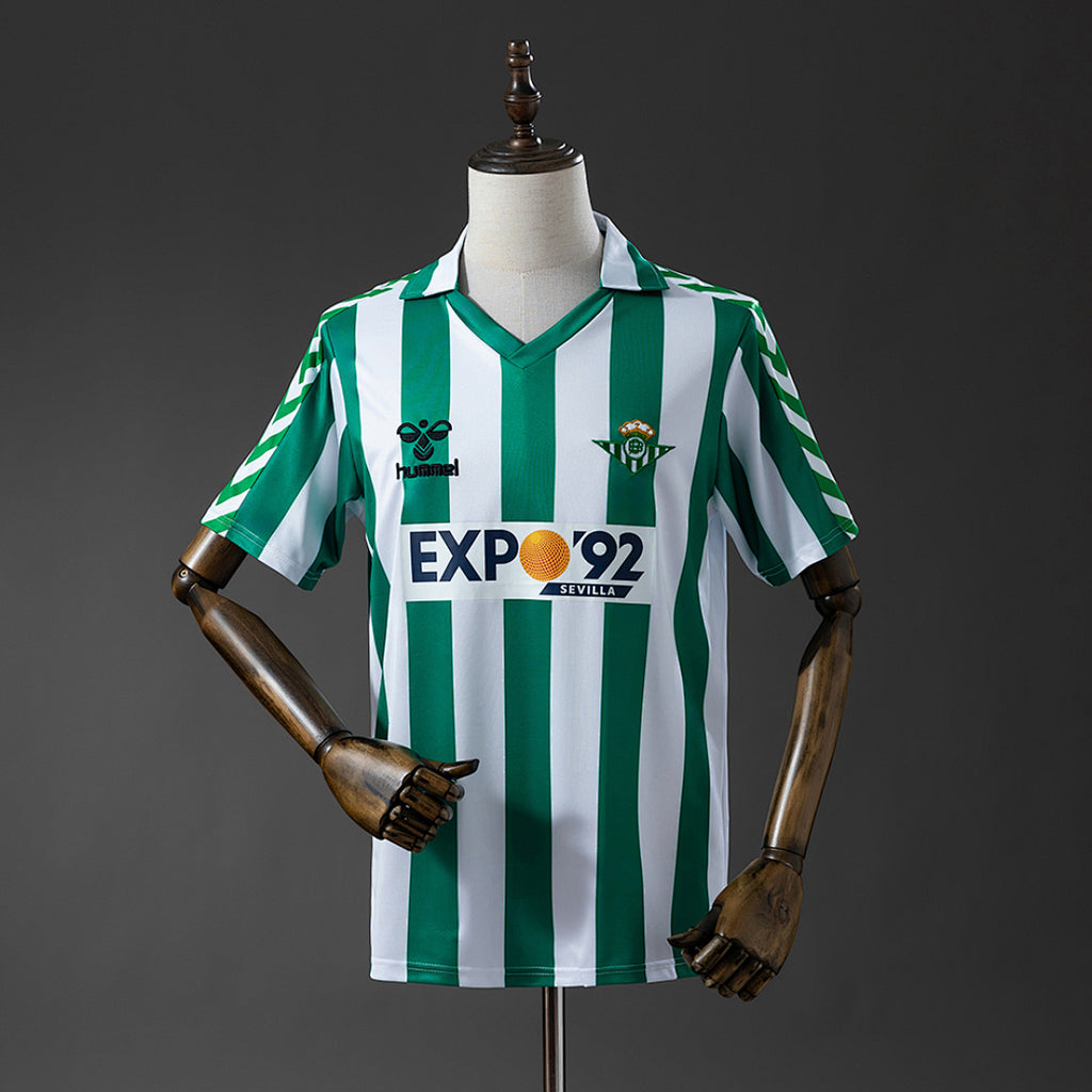 Camiseta Retro Real Betis Local Celeste y Verde Oscuro 88/89 - frente