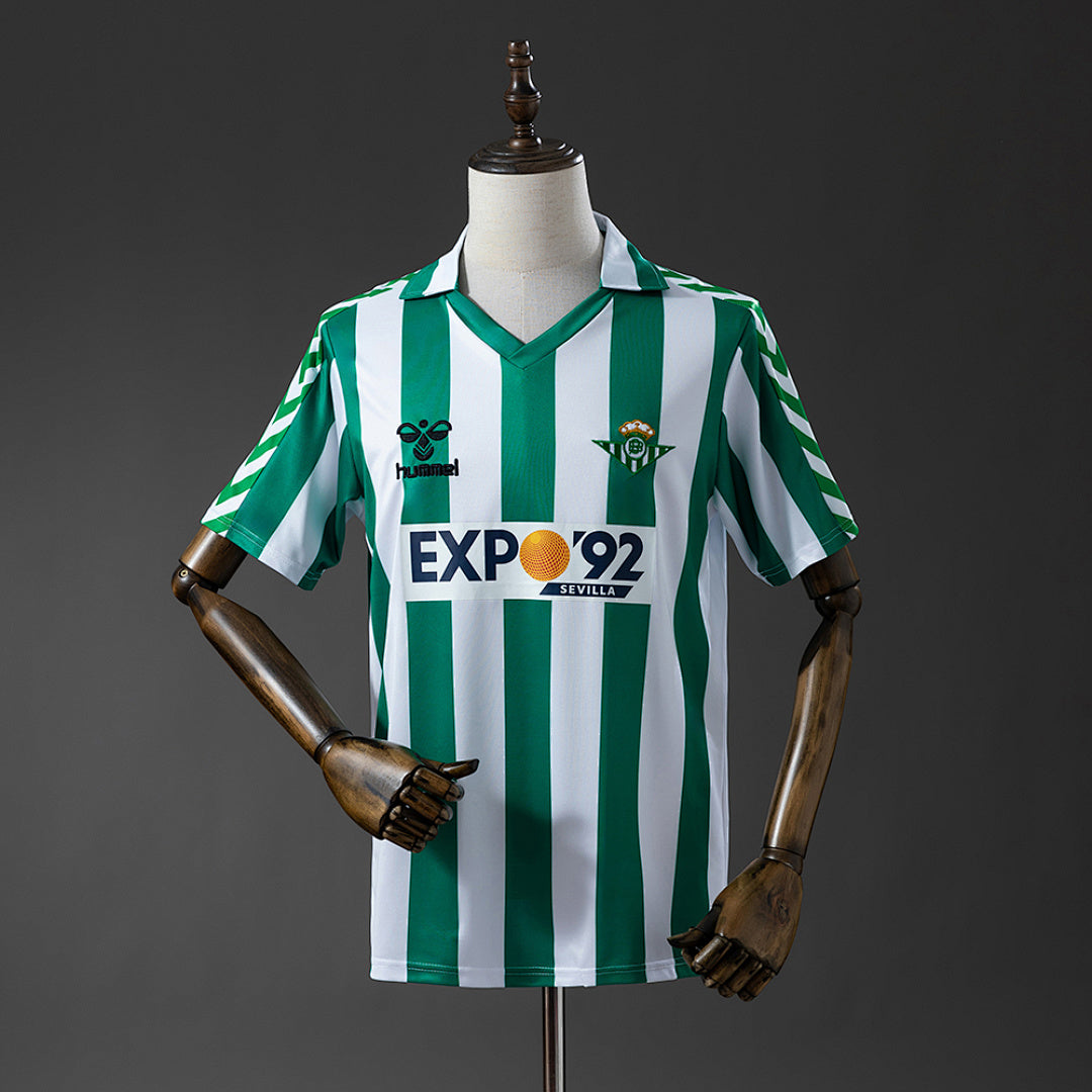 Camiseta Retro Real Betis Local Celeste y Verde Oscuro 88/89 - frente