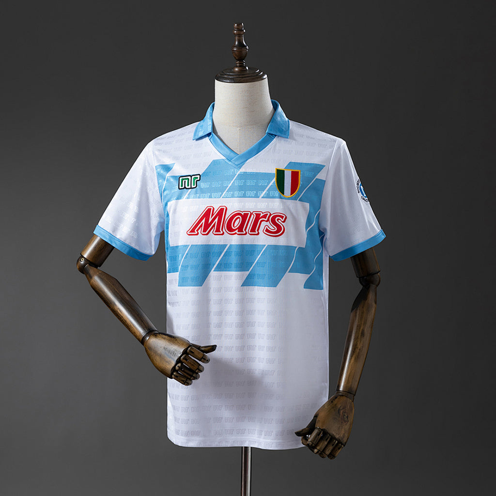 Camiseta Retro SSC Napoli Visita Celeste y Gris 90/91 - frente