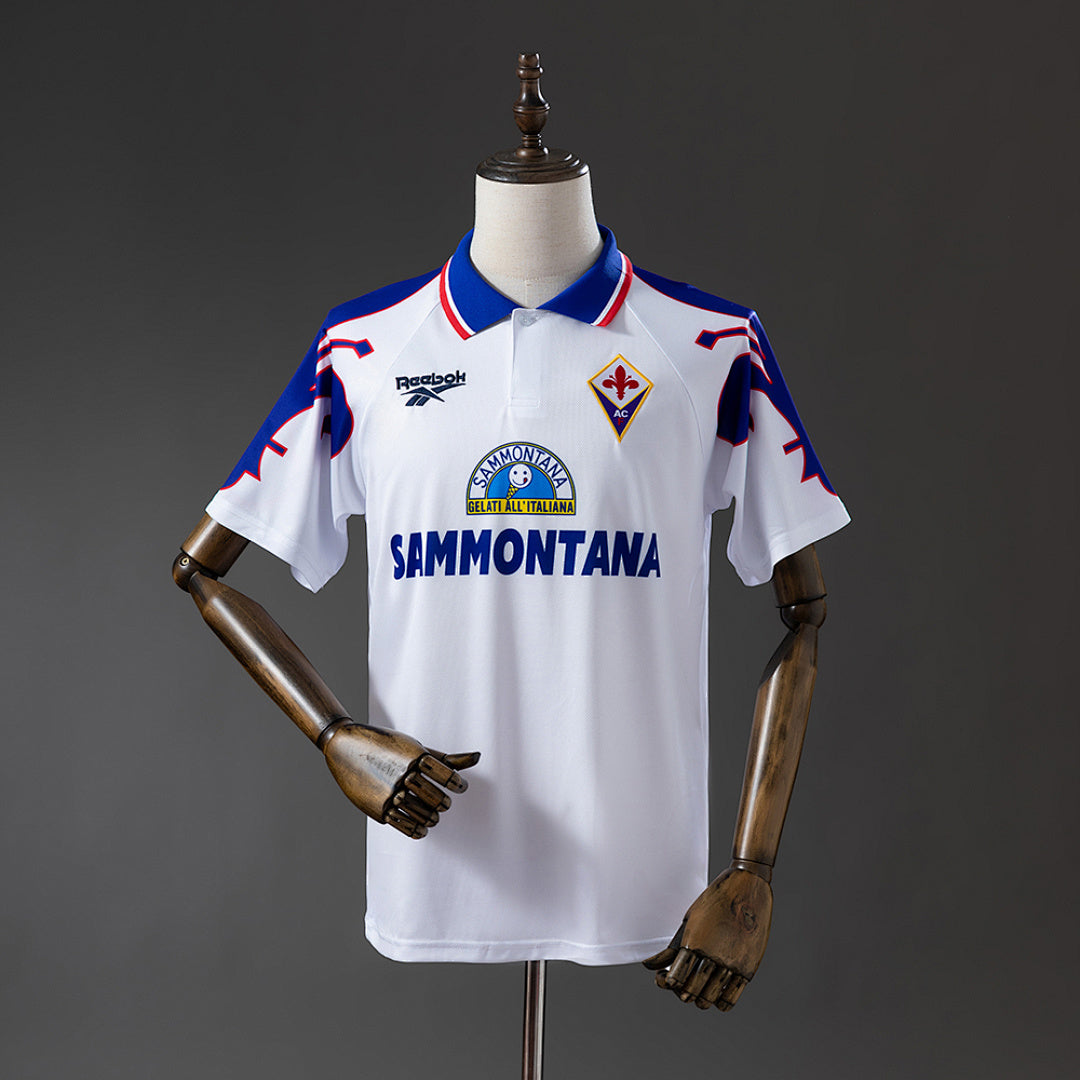 Camiseta Retro Fiorentina Visita Gris y Celeste 95/96 - frente