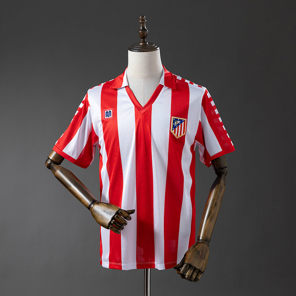 Camiseta Retro Atlético de Madrid Local Gris Claro y Burdeos 82/83 - frente