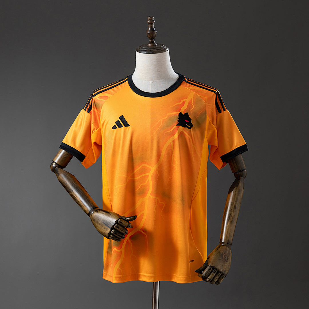 Camiseta AS Roma Local Naranja y Gris 2025/26 - frente