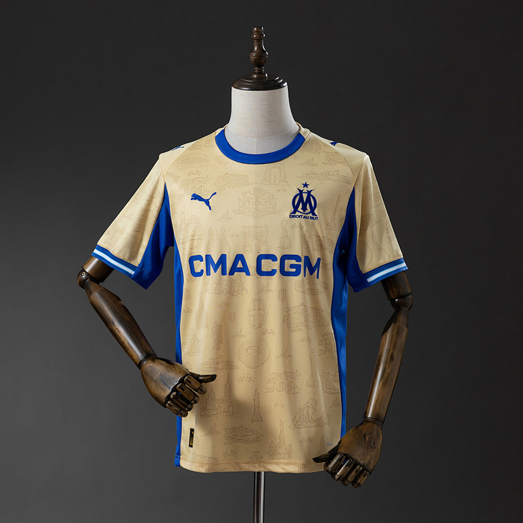 Camiseta Olympique de Marsella Tercera Negra y Dorada 2025/26 - frente