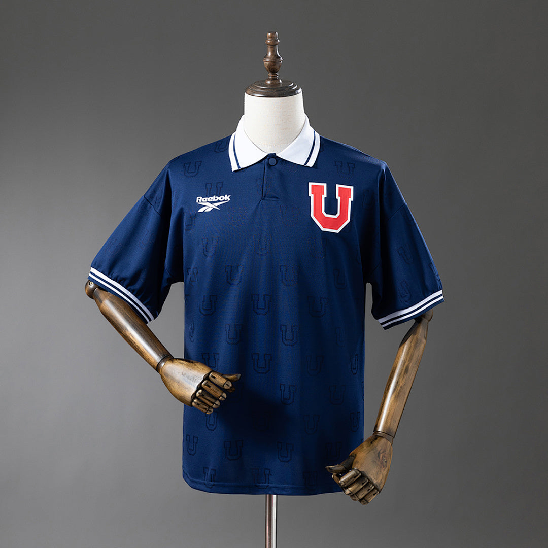 Camiseta Retro U. de Chile Local Negra y Azul Marino 1998 - frente