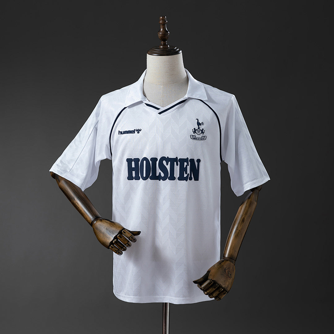 Camiseta Retro Tottenham Hotspur Local Negra y Gris Claro 87/89 - frente