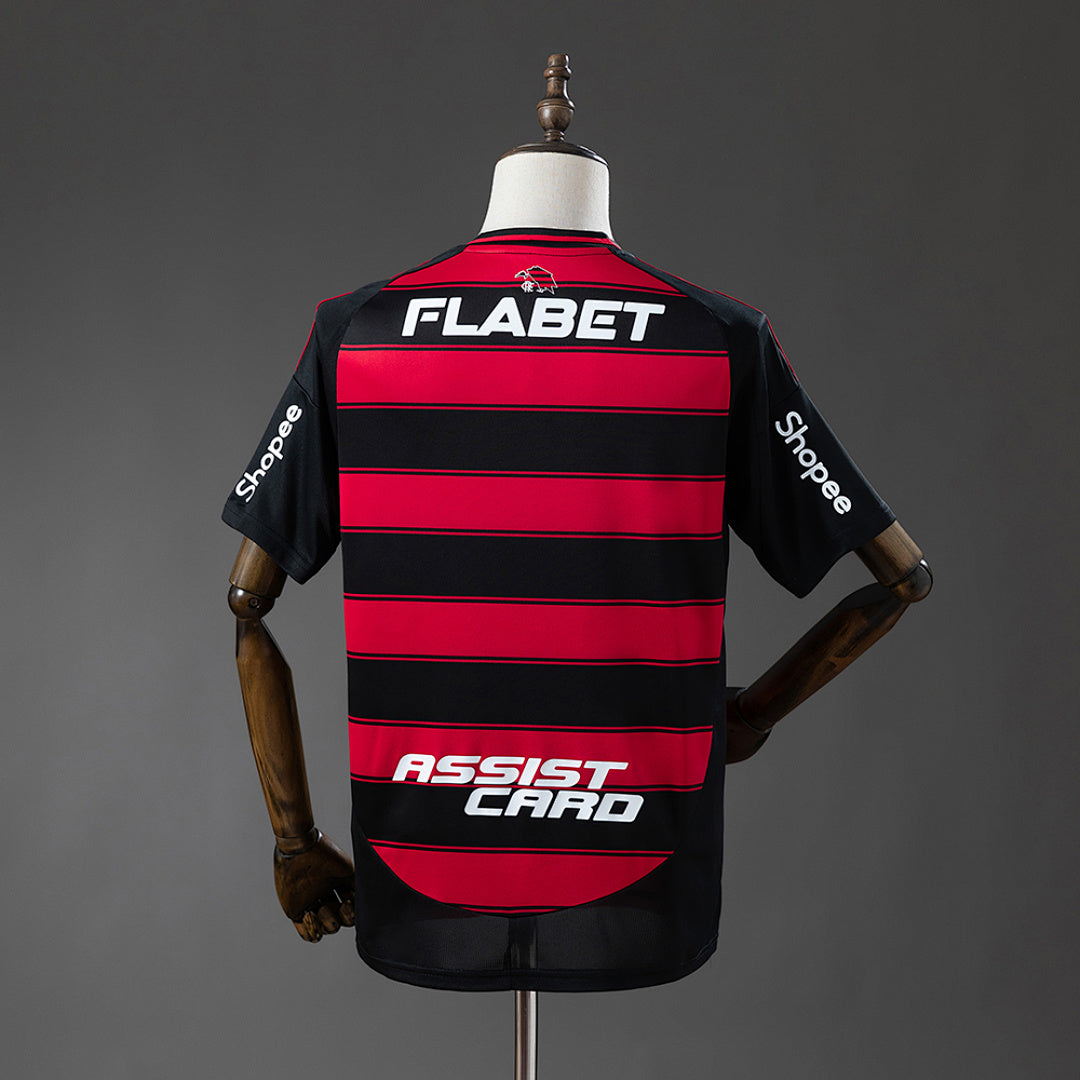 Camiseta Flamengo Local Roja y Negra Con Sponsors 2025/26 - espalda