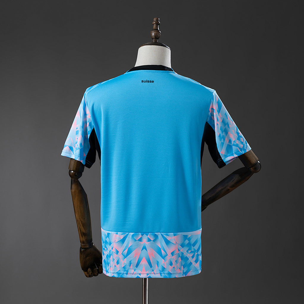 Camiseta Suiza Visita Azul y Negra 2026 - espalda