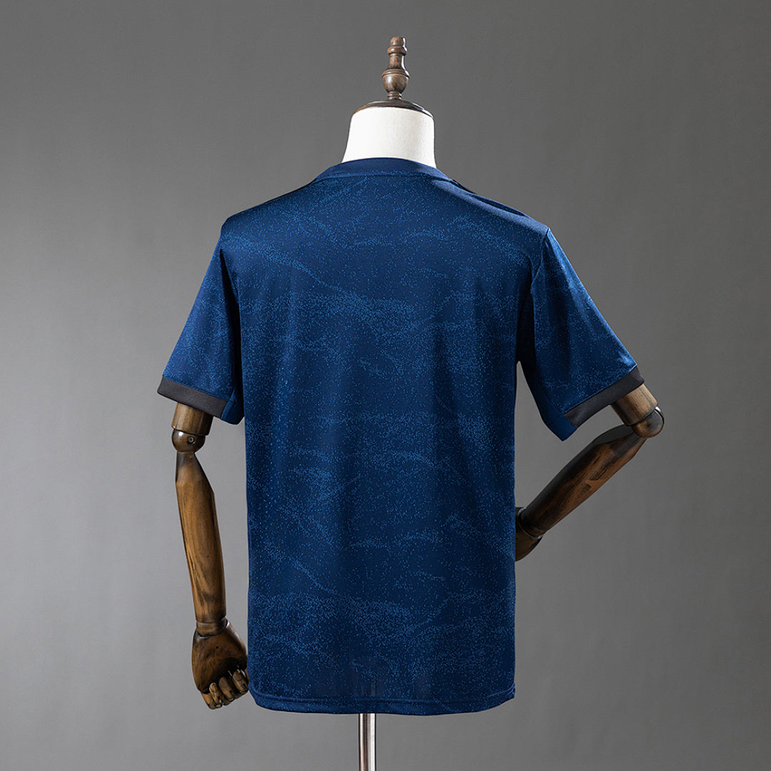 Camiseta Retro Real Madrid Visita Azul y Azul Marino 19/20 - espalda