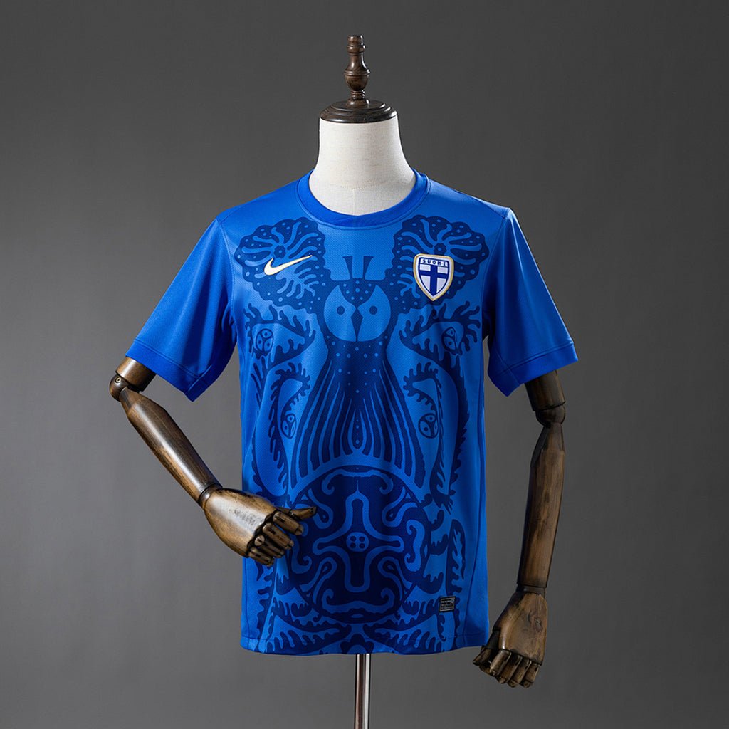 Camiseta Finlandia Visita Gris y Azul Marino 2026 - frente