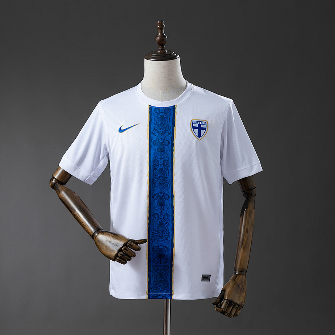 Camiseta Finlandia Local Gris y Celeste 2026 - frente