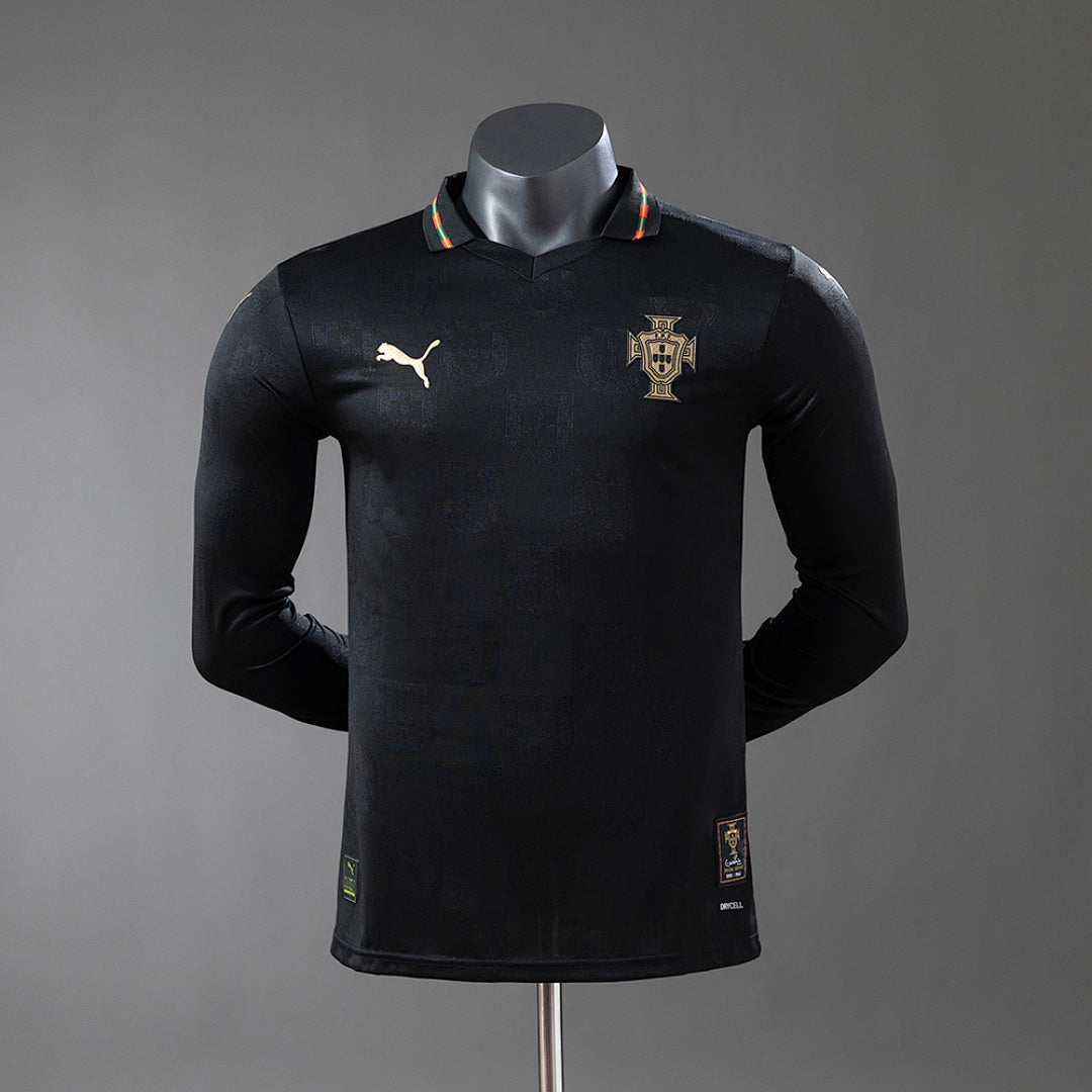 Camiseta Portugal Negra Edición Especial Manga Larga 2026 Versión Jugador - frente