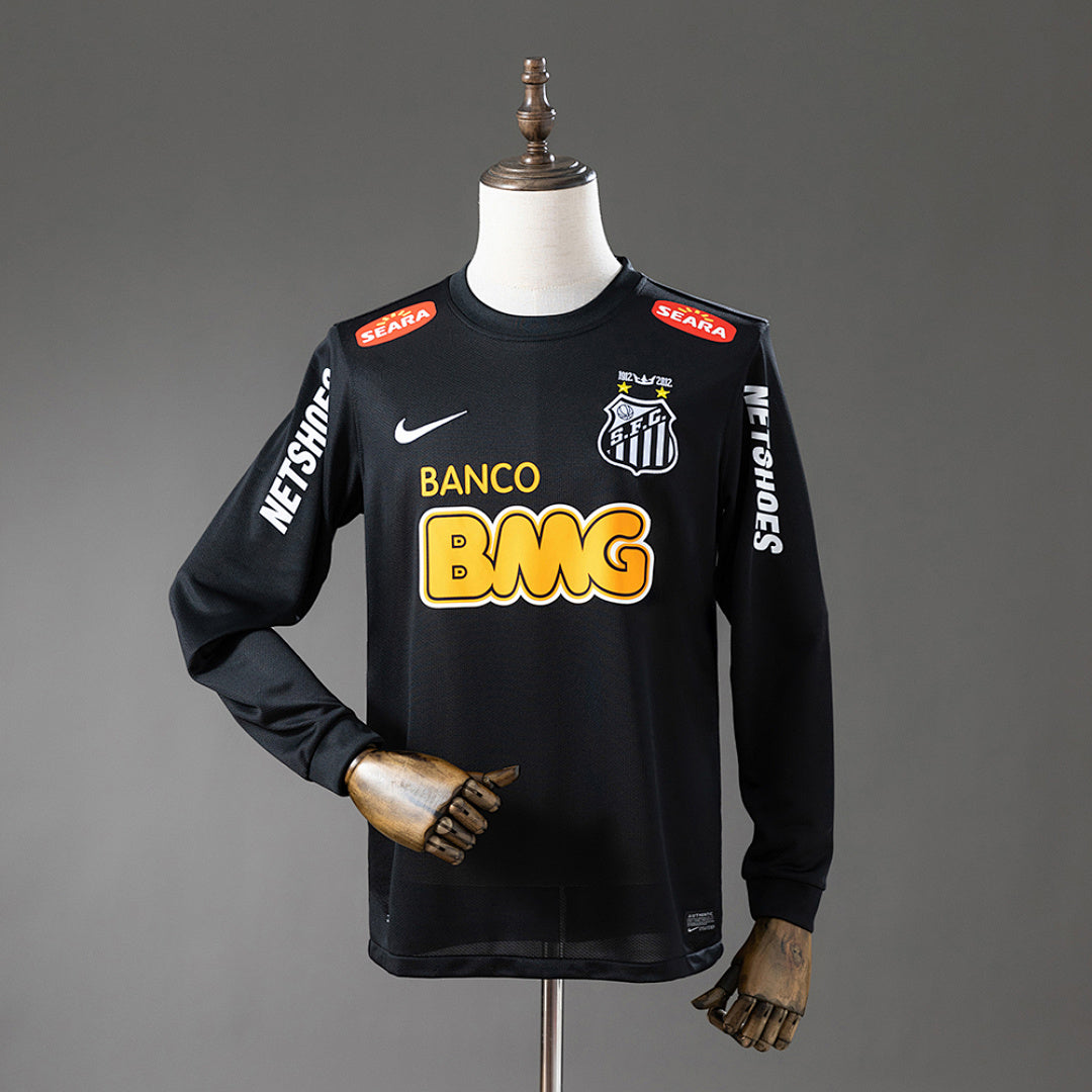 Camiseta Retro Santos Visita Negra y Gris Manga Larga 12/13 - frente
