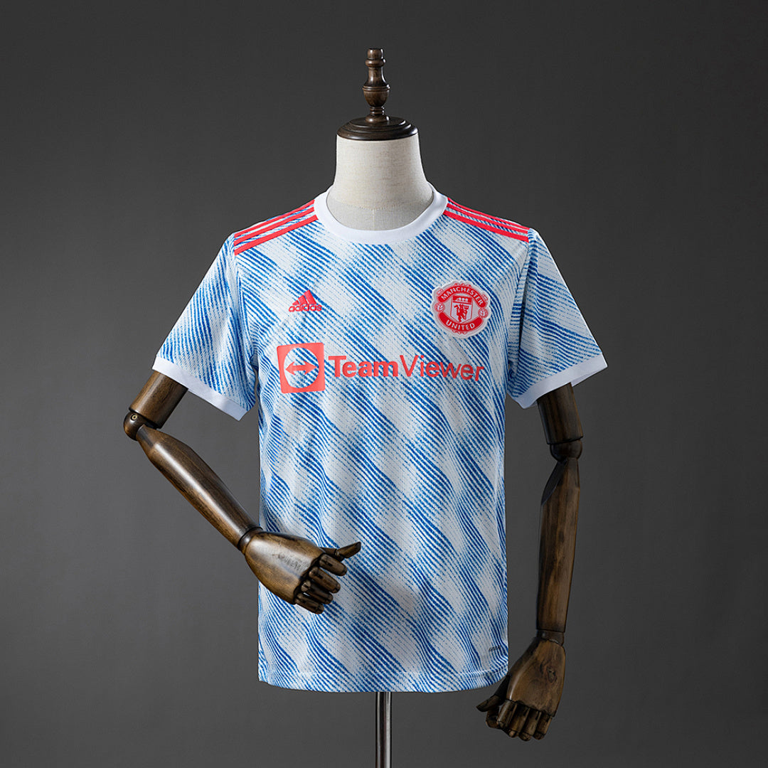 Camiseta Retro Manchester United Visita Celeste y Gris 21/22 - frente